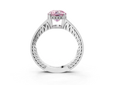 White gold Fancy Pink Round  Solitaire Pavé Diamond Milgrain Engagement Ring with Four-Prong Setting_3