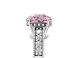 White gold Fancy Pink Round  Solitaire Pavé Diamond Milgrain Engagement Ring with Four-Prong Setting_5