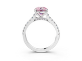 White gold Fancy Pink Round  Solitaire Pave Diamond Engagement Ring with Prong Setting_3