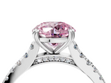 White gold Fancy Pink Round  Solitaire Pave Diamond Engagement Ring with Prong Setting_4