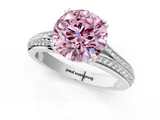White gold Fancy Pink Round  Solitaire Pave Split Shank Engagement Ring with Six-Prong Setting_1