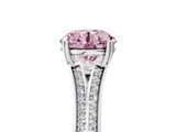 White gold Fancy Pink Round  Solitaire Pave Split Shank Engagement Ring with Six-Prong Setting_5