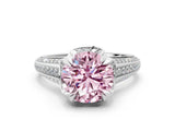 White gold Fancy Pink Round  Solitaire Pave Split Shank Ring with Four-Prong Setting_147