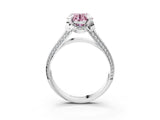 White gold Fancy Pink Round  Solitaire Pave Split Shank Ring with Four-Prong Setting_150