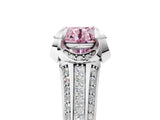 White gold Fancy Pink Round  Solitaire Pave Split Shank Ring with Four-Prong Setting_152