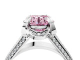 White gold Fancy Pink Round  Solitaire Pave Split Shank Ring with Four-Prong Setting_158