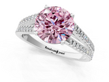 White gold Fancy Pink Round  Solitaire Split Shank Pavé Diamond Engagement Ring_1