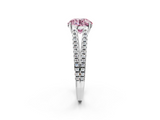 White gold Fancy Pink Round  Solitaire Split Shank Pavé Diamond Engagement Ring_2