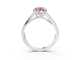 White gold Fancy Pink Round  Solitaire Split Shank Pavé Diamond Engagement Ring_3