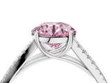 White gold Fancy Pink Round  Solitaire Split Shank Pavé Diamond Engagement Ring_4