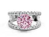 White gold Fancy Pink Round  Solitaire Split Shank Pave Diamond Ring_28
