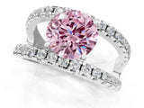 White gold Fancy Pink Round  Solitaire Split Shank Pave Diamond Ring_30