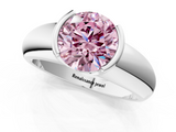 White gold Fancy Pink Round  Solitaire Tension Set Diamond Ring with Wide Band_1