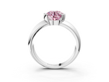 White gold Fancy Pink Round  Solitaire Tension Set Diamond Ring with Wide Band_3