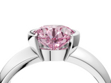 White gold Fancy Pink Round  Solitaire Tension Set Diamond Ring with Wide Band_4