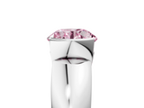 White gold Fancy Pink Round  Solitaire Tension Set Diamond Ring with Wide Band_5