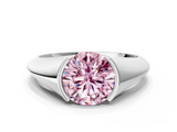 White gold Fancy Pink Round  Solitaire Tension Set Diamond Ring