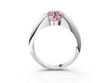 White gold Fancy Pink Round  Solitaire Tension Set Diamond Ring_3