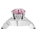 White gold Fancy Pink Round  Solitaire Twist Band Pavé Diamond Engagement Ring_107
