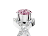 White gold Fancy Pink Round  Solitaire Twist Band Pavé Diamond Engagement Ring_108