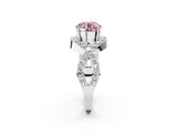 White gold Fancy Pink Round  Solitaire Twist Band Pavé Diamond Engagement Ring_88