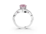 White gold Fancy Pink Round  Solitaire Twist Band Pavé Diamond Engagement Ring_89