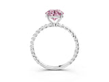 White gold Fancy Pink Round  Solitaire Twist Band Ring with Four-Prong Setting_15