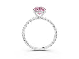 White gold Fancy Pink Round  Solitaire Twist Band Ring with Four-Prong Setting_16