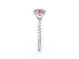 White gold Fancy Pink Round  Solitaire Twist Band Ring with Four-Prong Setting_463