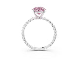 White gold Fancy Pink Round  Solitaire Twist Band Ring with Four-Prong Setting_464