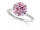 White gold Fancy Pink Round  Solitaire Twist Band Ring with Four-Prong Setting_85