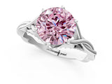 White gold Fancy Pink Round  Solitaire Twist Band Six-Prong Setting 1
