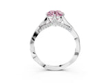 White gold Fancy Pink Round  Solitaire Twist Band Six-Prong Setting 3
