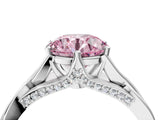 White gold Fancy Pink Round  Solitaire Twist Band Six-Prong Setting 4