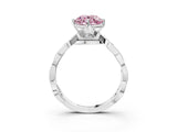 White gold Fancy Pink Round  Solitaire Twist Band with Leaf Prong Setting 3