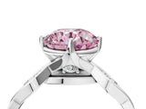 White gold Fancy Pink Round  Solitaire Twist Band with Leaf Prong Setting 4