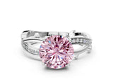 White gold Fancy Pink Round  Solitaire Twist Band with Pavé Accents and Four-Prong Setting_20