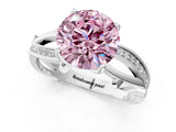 White gold Fancy Pink Round  Solitaire Twist Band with Pavé Accents and Four-Prong Setting_21