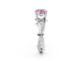 White gold Fancy Pink Round  Solitaire Twist Band with Pavé Accents and Four-Prong Setting_22