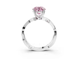 White gold Fancy Pink Round  Solitaire Twist Band with Pavé Accents and Four-Prong Setting_23