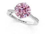 White gold Fancy Pink Round  Solitaire Twist Band with Pavé Diamonds and Four-Prong Setting_59