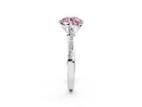 White gold Fancy Pink Round  Solitaire Twist Band with Pavé Diamonds and Four-Prong Setting_60