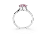White gold Fancy Pink Round  Solitaire Twist Band with Pavé Diamonds and Four-Prong Setting_66
