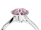 White gold Fancy Pink Round  Solitaire Twist Band with Pavé Diamonds and Four-Prong Setting_67
