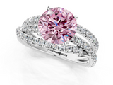 White gold Fancy Pink Round  Solitaire Twist Band with Pavé Setting and Four-Prong Setting_1