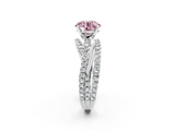 White gold Fancy Pink Round  Solitaire Twist Band with Pavé Setting and Four-Prong Setting_2
