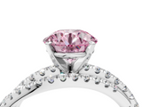 White gold Fancy Pink Round  Solitaire Twist Band with Pavé Setting and Four-Prong Setting_4
