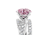 White gold Fancy Pink Round  Solitaire Twist Band with Pavé Setting and Four-Prong Setting_5
