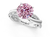 White gold Fancy Pink Round  Solitaire Twist Band with Pave Prong Setting_1