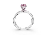White gold Fancy Pink Round  Solitaire Twist Band with Pave Prong Setting_3